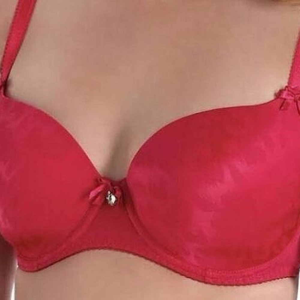 Curvy Kate Smoothie Balconette Plunge T Shirt Bra Size 32D Dark Red